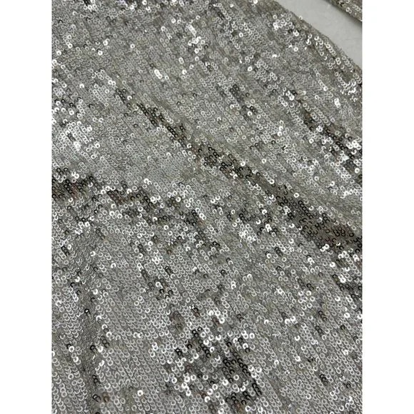 NWT Express Women's Long Sleeve Silver Sequin V Neck Cocktail Party Dress XS - Picture 11 of 15